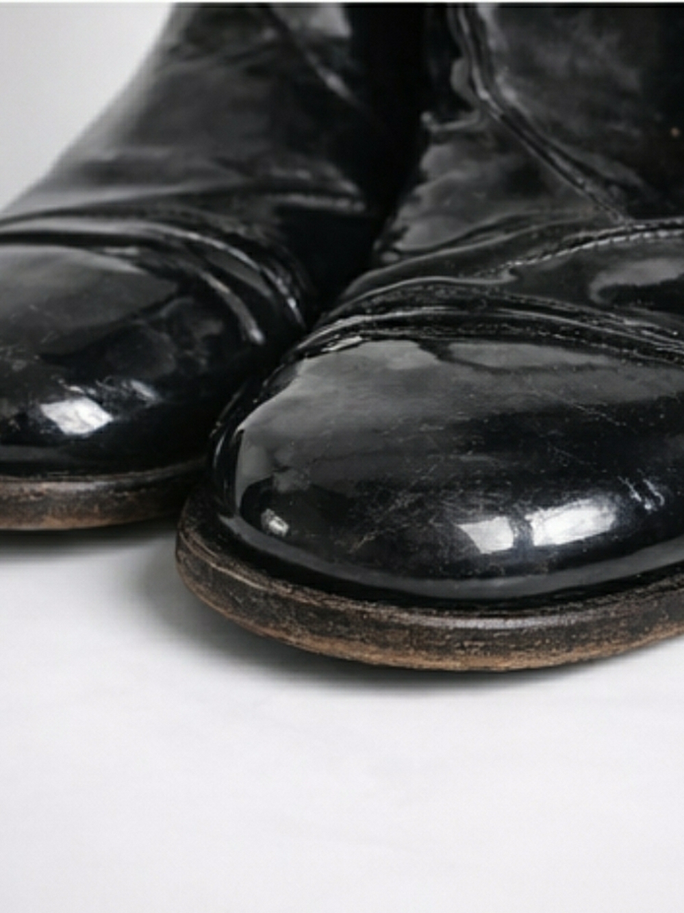 Chanel Patent Leather Knee-High Boots with Embossed Logo - Picture 5 of 14